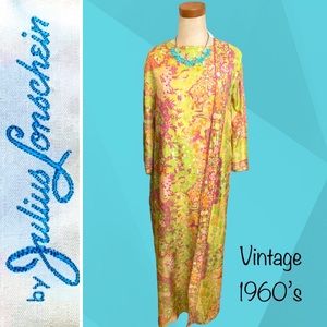 1960's Diana Dean By Julius Lonschein floral print 3-armhole wrap dress-L